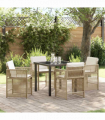 vidaXL Garden Dining Set 5 pcs Beige Poly Rattan