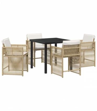 vidaXL Garden Dining Set 5 pcs Beige Poly Rattan