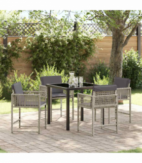 vidaXL Garden Dining Set 5 pcs Light Grey Poly Rattan