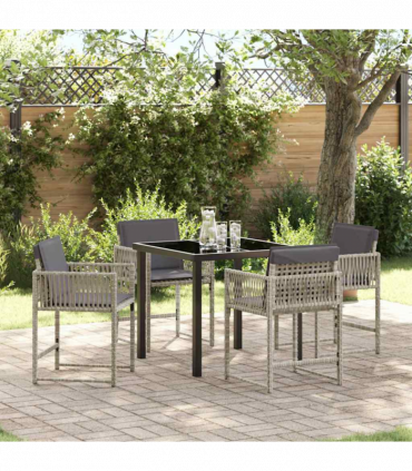 vidaXL Garden Dining Set 5 pcs Light Grey Poly Rattan