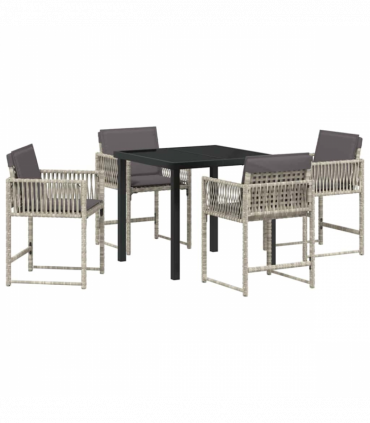 vidaXL Garden Dining Set 5 pcs Light Grey Poly Rattan