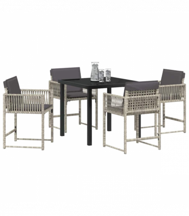 vidaXL Garden Dining Set 5 pcs Light Grey Poly Rattan