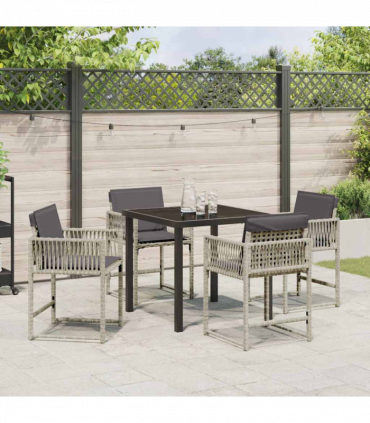 vidaXL Garden Dining Set 5 pcs Light Grey Poly Rattan