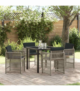 vidaXL Garden Dining Set 5 pcs Light Grey Poly Rattan