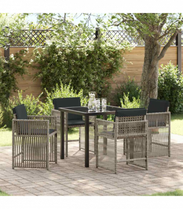 vidaXL Garden Dining Set 5 pcs Light Grey Poly Rattan