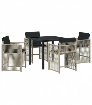 vidaXL Garden Dining Set 5 pcs Light Grey Poly Rattan