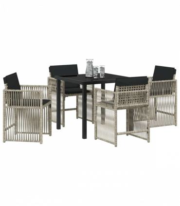 vidaXL Garden Dining Set 5 pcs Light Grey Poly Rattan