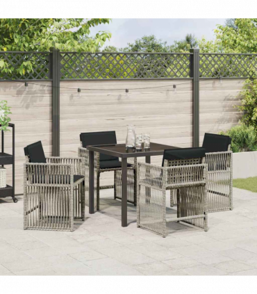 vidaXL Garden Dining Set 5 pcs Light Grey Poly Rattan