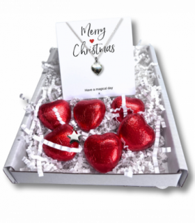 Merry Christmas Mini Gift Hamper with Silver Heart Necklace