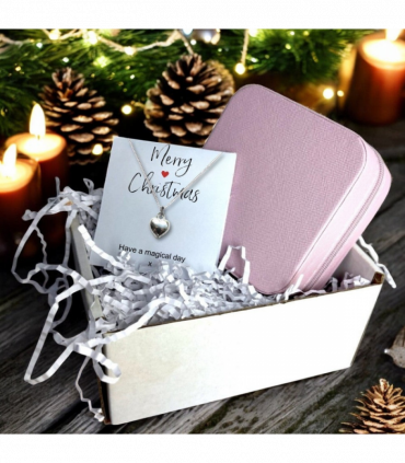 Merry Christmas Gift Hamper | Silver Heart Necklace & Jewellery Box Gift