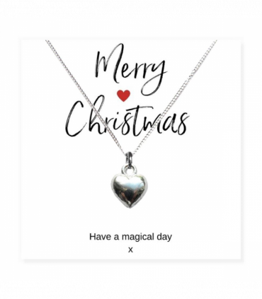 Merry Christmas Gift Hamper | Silver Heart Necklace & Jewellery Box Gift