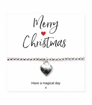 Merry Christmas Gift Hamper | Silver Heart Bracelet & Jewellery Box