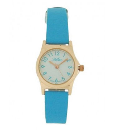 Reflex Girls Ladies WHITE ROUND DIAL, ROSE GOLD CASE WATCH WITH BLUE PU STRAP 101334LT