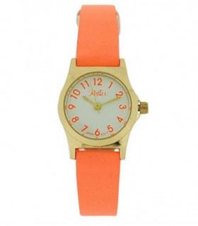 Reflex Girls Ladies Watch White Dial Gold Metal Bright Orange Strap 101326LT