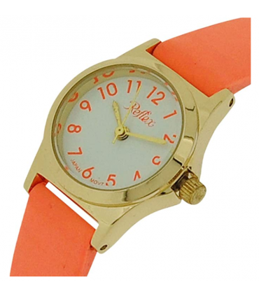 Reflex Girls Ladies Watch White Dial Gold Metal Bright Orange Strap 101326LT