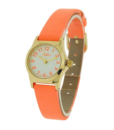 Reflex Girls Ladies Watch White Dial Gold Metal Bright Orange Strap 101326LT