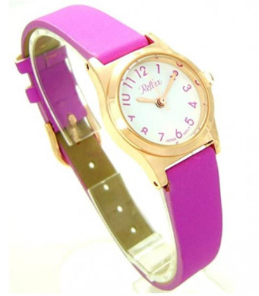 Reflex Girls Ladies Watch White Dial Rose Gold Tone Metal Purple Strap 101332LT