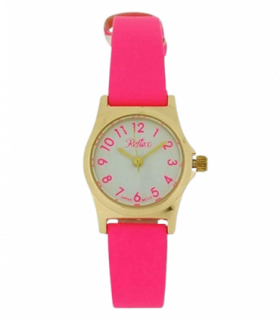 Reflex Girls Ladies White Dial Gold Metal Bright Pink Strap Watch 101325LT