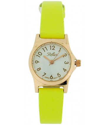Reflex Girls Ladies White Dial Rose Gold Tone Metal Yellow Strap Watch 101333LT