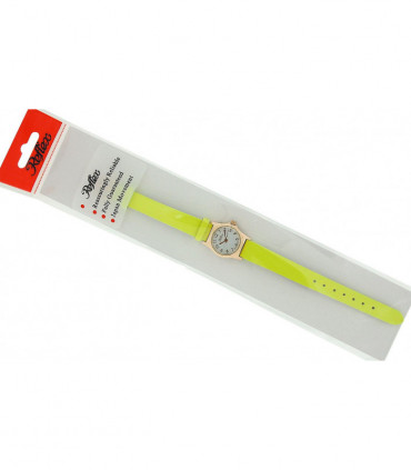 Reflex Girls Ladies White Dial Rose Gold Tone Metal Yellow Strap Watch 101333LT