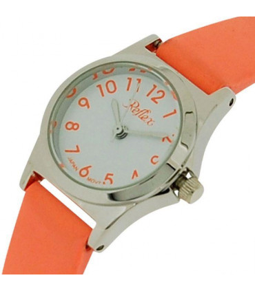 Reflex Girls Ladies White Dial Silver Metal Bright Orange Strap Watch 101321LT