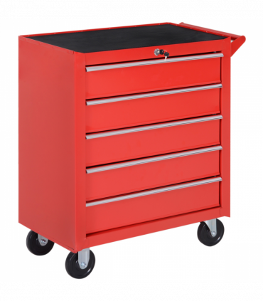 Roller Tool Cabinet Storage Box 5 Drawers Wheels Caster Garage Workshop Red