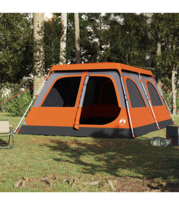 vidaXL Family Tent Dome 8-Person Grey and Orange Quick Release