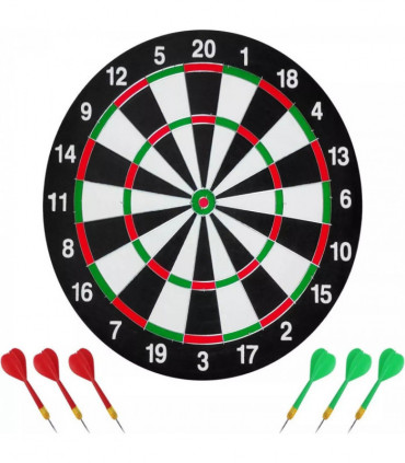 FULL SIZE 17" DARTBOARD SET 6 DARTS FUN FAMILY DART BOARD GAME ADULTS KIDS XMAS