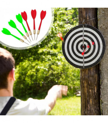 FULL SIZE 17" DARTBOARD SET 6 DARTS FUN FAMILY DART BOARD GAME ADULTS KIDS XMAS