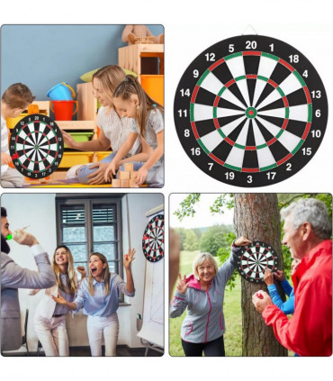 FULL SIZE 17" DARTBOARD SET 6 DARTS FUN FAMILY DART BOARD GAME ADULTS KIDS XMAS