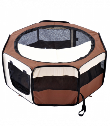 Fabric Pet Puppy Dog Cat Rabbit Pig Guinea Playpen Run Brown Cream M PawHut