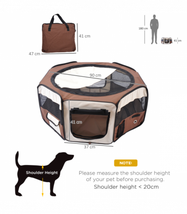 Fabric Pet Puppy Dog Cat Rabbit Pig Guinea Playpen Run Brown Cream M PawHut