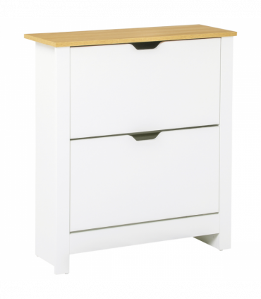 Shoe Cabinet Spacious 2 Drawers Particle Board White 80H x 72L x 26Dcm