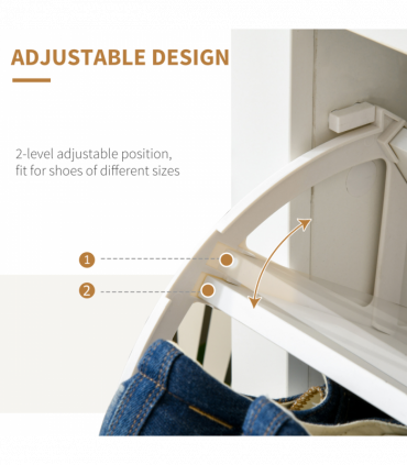 Shoe Cabinet Spacious 2 Drawers Particle Board White 80H x 72L x 26Dcm