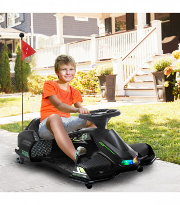 HOMCOM 12V Electric Go Kart for Kids with Music, LED Lights, Black