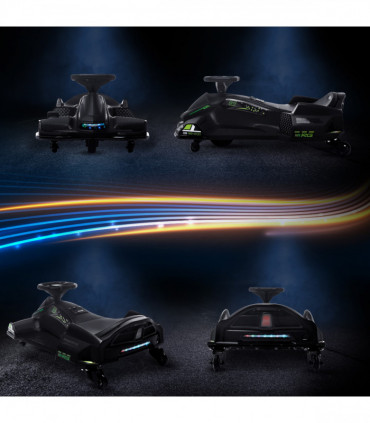 HOMCOM 12V Electric Go Kart for Kids with Music, LED Lights, Black