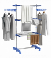HOMCOM 3-Tier Large Clothes Airer Stainless Steel Clothes Drying Rack Blue