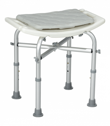 Shower Stool Aluminium White 51L x 31W x 56H cm Adjustable Bath Stool for Senior