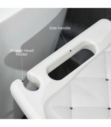 Shower Stool Aluminium White 51L x 31W x 56H cm Adjustable Bath Stool for Senior