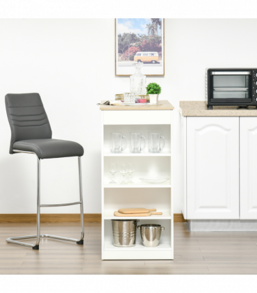 HOMCOM Bar Table Coffee Table Kitchen Dining Table with 4-Tier Shelf Natural