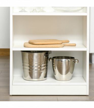 HOMCOM Bar Table Coffee Table Kitchen Dining Table with 4-Tier Shelf Natural