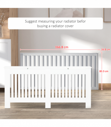 HOMCOM Radiator Cover Painted Slatted MDF Cabinet Lined Grill 172x19x81.5cm