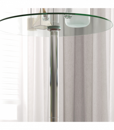 HOMCOM Round Bar Table for 2 People, High Pub Table with Tempered Glass Top