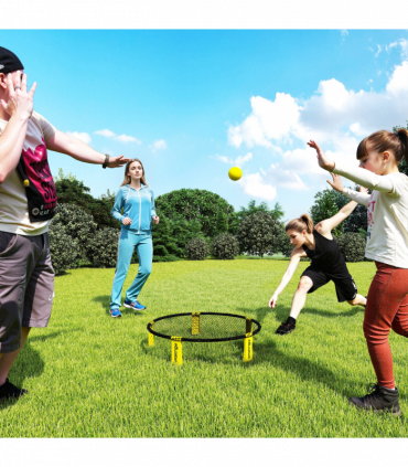 SPORTNOW Spike Ball Set, Mini Beach Games Set with Net, 3 Balls and Pump