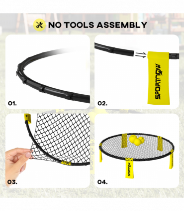 SPORTNOW Spike Ball Set, Mini Beach Games Set with Net, 3 Balls and Pump