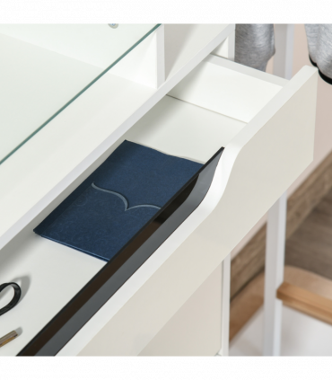 Shoe Cabinet  3 Drawers High Gloss Storage Cupboard  Glass Top White