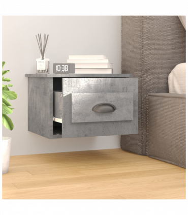 vidaXL Wall-mounted Bedside Cabinet Concrete Grey 41.5x36x28cm