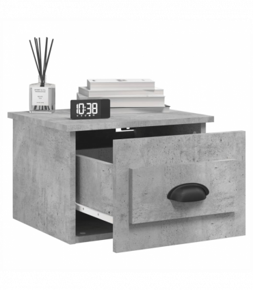 vidaXL Wall-mounted Bedside Cabinet Concrete Grey 41.5x36x28cm