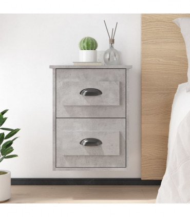 vidaXL Wall-mounted Bedside Cabinet Concrete Grey 41.5x36x53cm