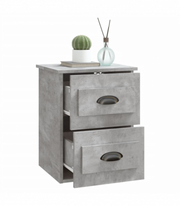 vidaXL Wall-mounted Bedside Cabinet Concrete Grey 41.5x36x53cm